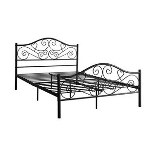 Vente-unique Lit 140 x 190 cm - Métal - Noir + Matelas - LEYNA  