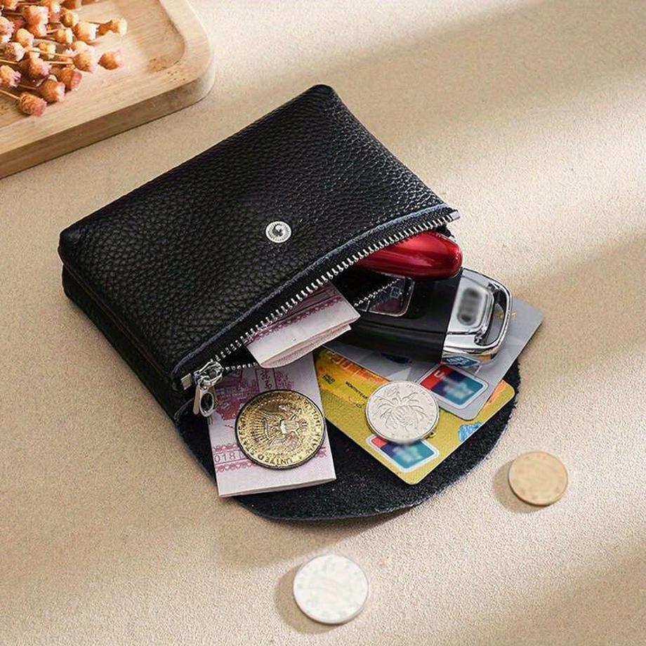 Only-bags.store Mini Vintage Vegane Geldbörse mit Kartenetui und Reissverschlussfach  