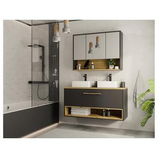Vente-unique Badezimmer Spiegelschrank - Anthrazit - 100 cm - YANGRA  