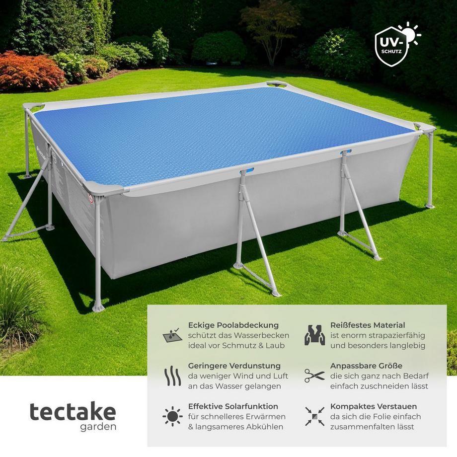 Tectake  Poolabdeckung  rechteckig und selbstschwimmend zuschneidbar 