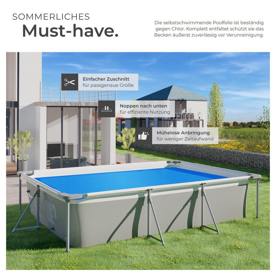 Tectake  Poolabdeckung  rechteckig und selbstschwimmend zuschneidbar 