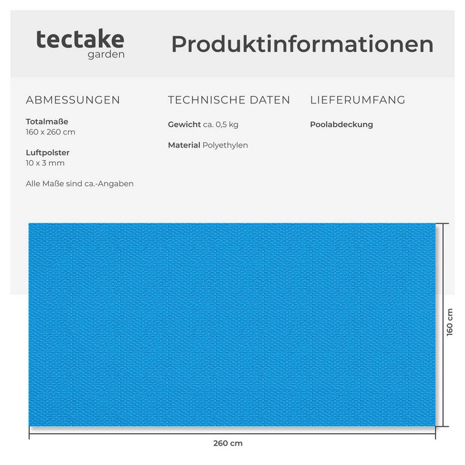 Tectake  Poolabdeckung  rechteckig und selbstschwimmend zuschneidbar 