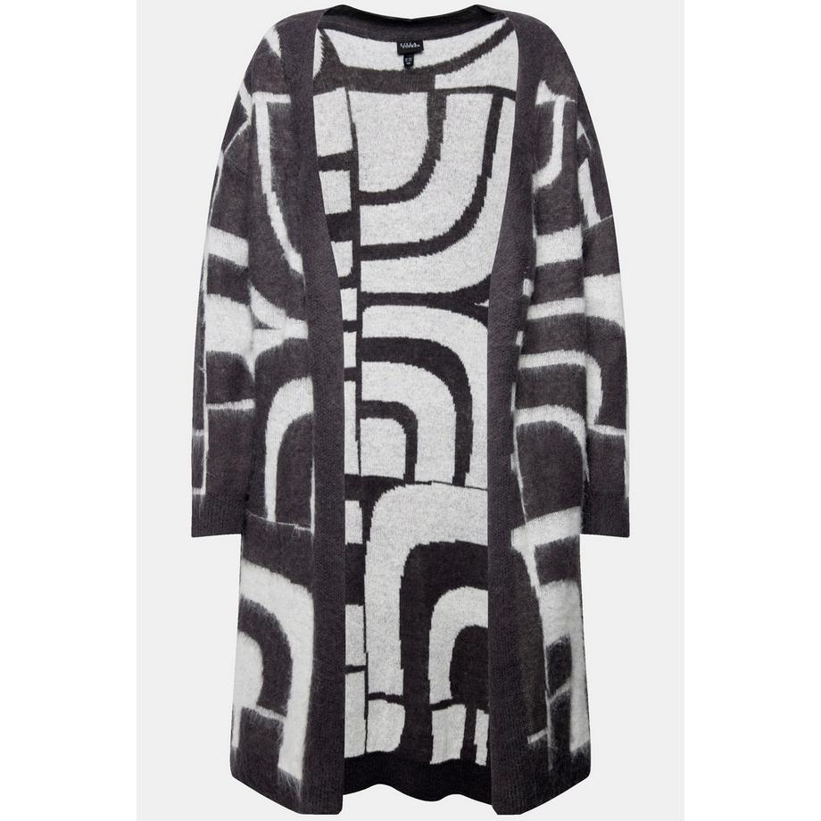 Ulla Popken Jacquard Motif Manches Longues Cardigan Ouvert  