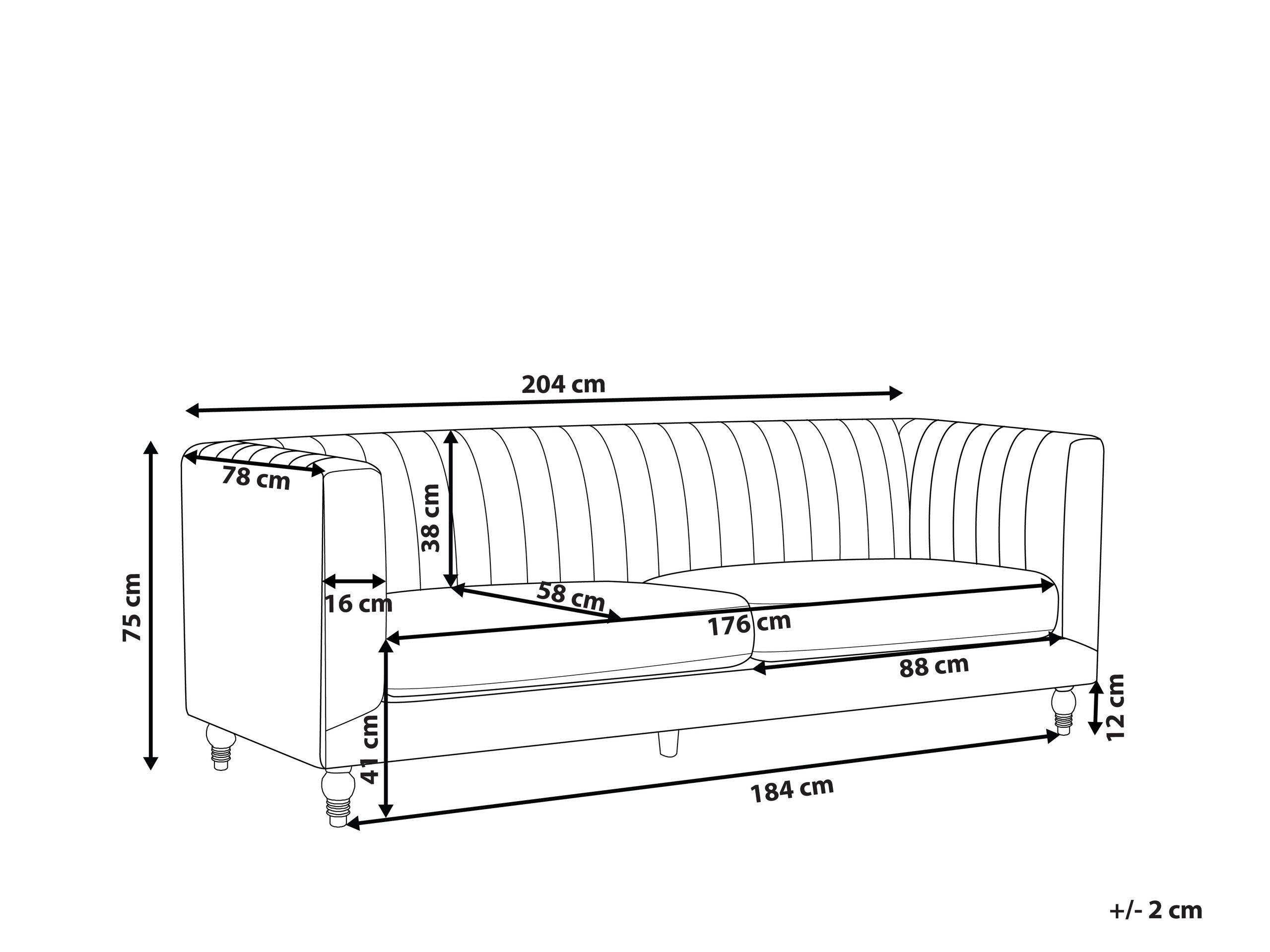 Beliani 3 Sitzer Sofa aus Samtstoff Modern ARVIKA  