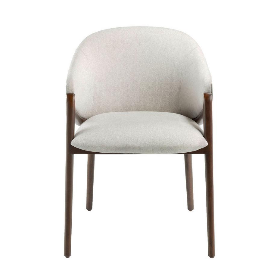 ANGEL CERDA Chaise en tissu beige et vison foncé en similicuir  