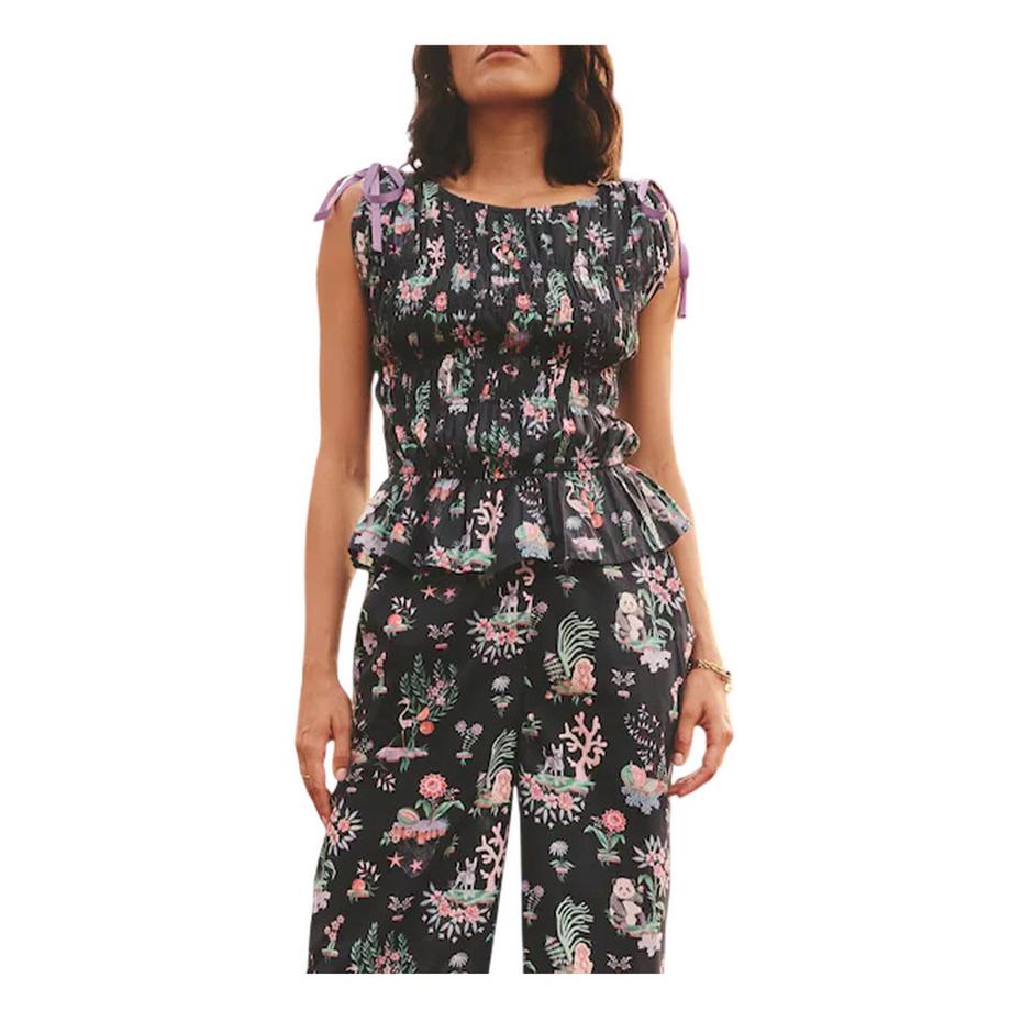 Cath Kidston Pantaloni a gamba dritta con stampa floreale fenicottero  