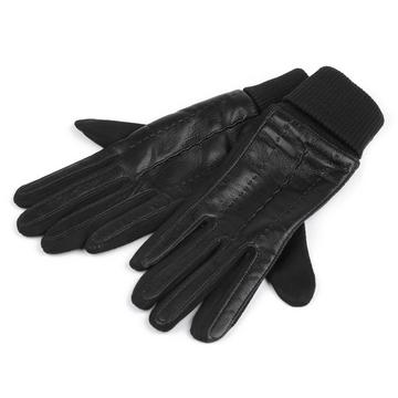 Handschuhe für Herren und Damen mit Öko-Leder verziert mit Touch und Elastikbund, unisex mit Touchfunktion am Zeigefinger