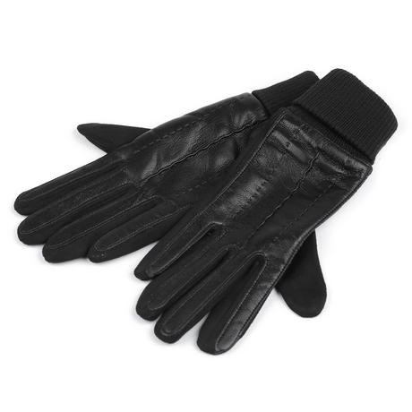 Diademita  Handschuhe für Herren und Damen mit Öko-Leder verziert mit Touch und Elastikbund, unisex mit Touchfunktion am Zeigefinger 