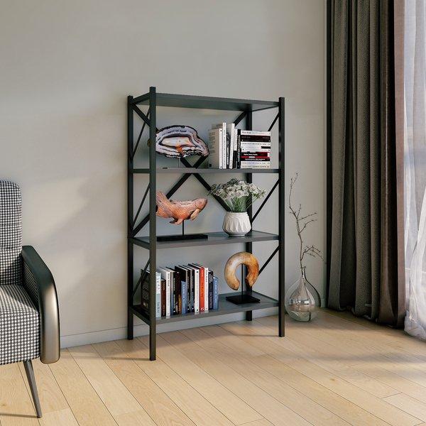 VCM Holz Metall Aufbewahrung Stand Regal Bücherregal Deko Bücher Standregal Insasi 4  