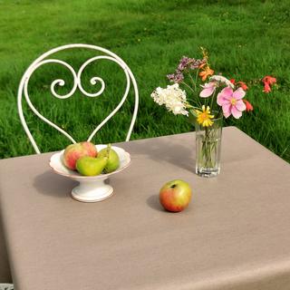 Fleur de Soleil Nappe enduite Unie taupe coton lin  