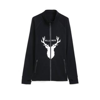 Bellemere New York  Jacket Unisex Merino Wool Deer Design Full Zipped Jacket 