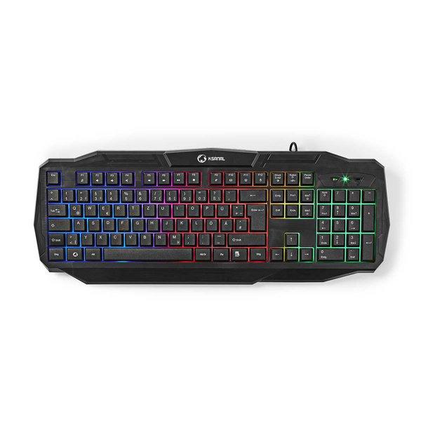 Nedis  GCK41100BKDE clavier Souris incluse USB QWERTZ Allemand Noir, Bleu 