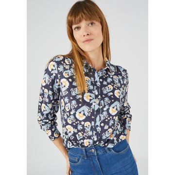 Warme Strickbluse mit Blumen oder geometrischen Mustern