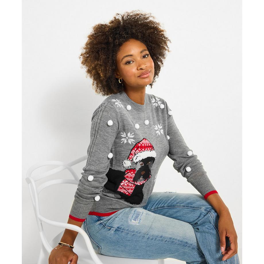 Joe Browns Pull brodé chien Scottie  