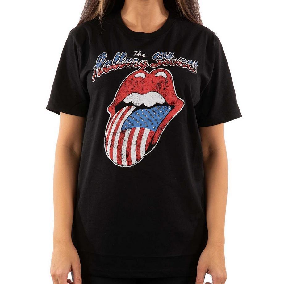 The Rolling Stones Amerikanische Flagge Logo T-Shirt  