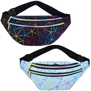 Only-bags.store Stylische wasserdichte PU-Leder Gürteltasche mit 3 Reissverschlüssen  