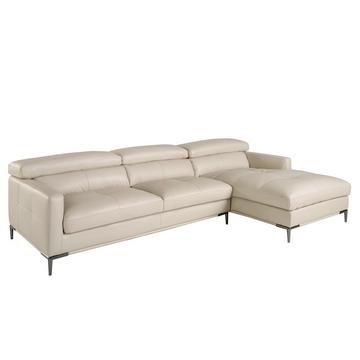 Chaiselongue-Sofa rechts sandfarbenes Leder