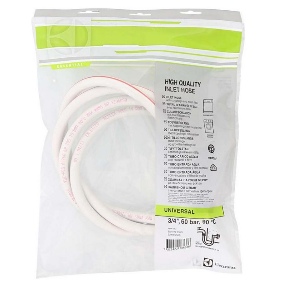 Nedis E2WIH250A Tuyau d'entrée 3/4 '' droit - 3/4 '' coudé 10 bar 90 °C 2.50 m  