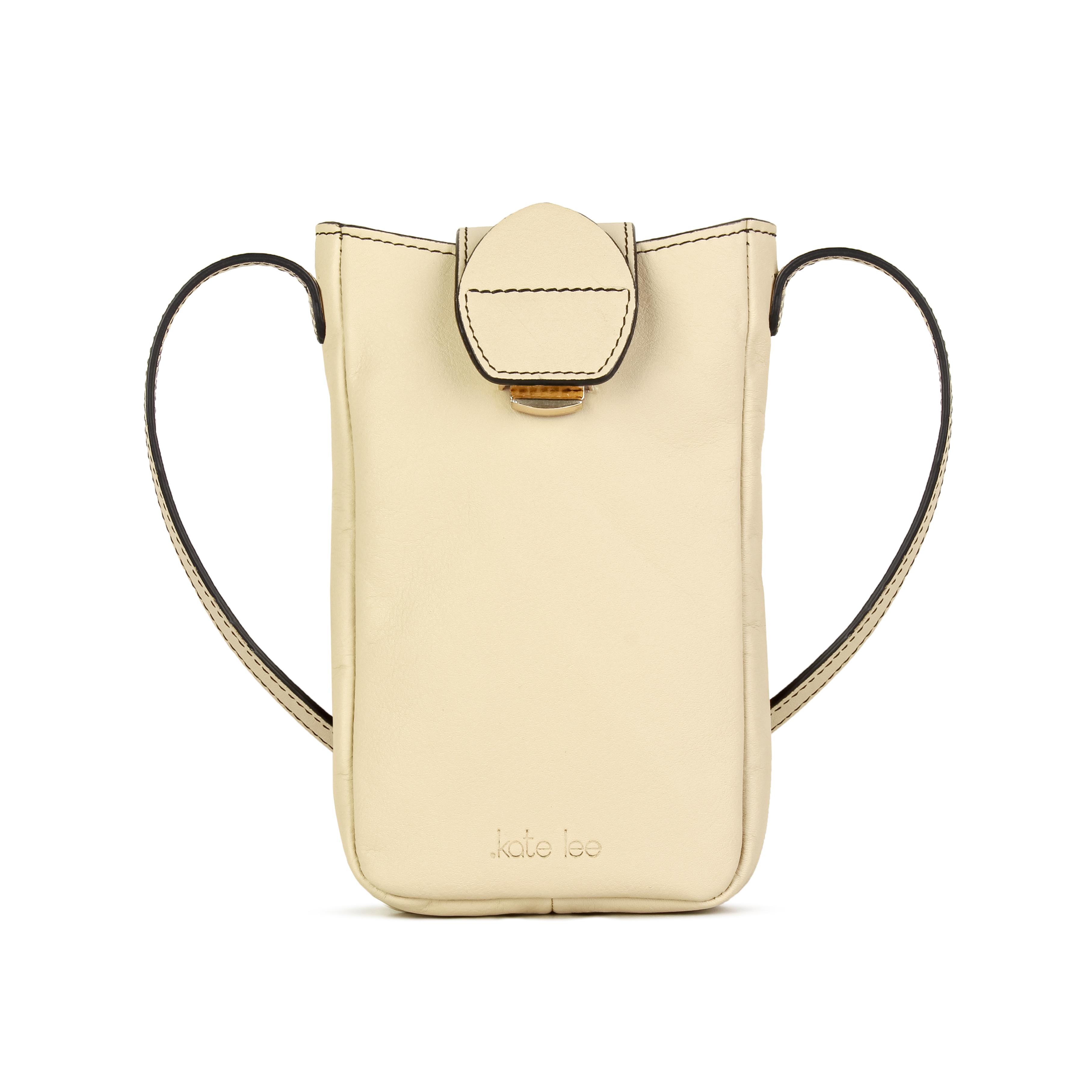 Kate Lee  Pochette téléphone en cuir Fiolaine beige 