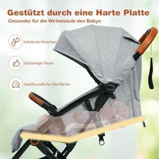 B2X  Faltbarer Kinderwagen mit verstellbare Rückenlehne & Fußstütze & Verdeck Grau 