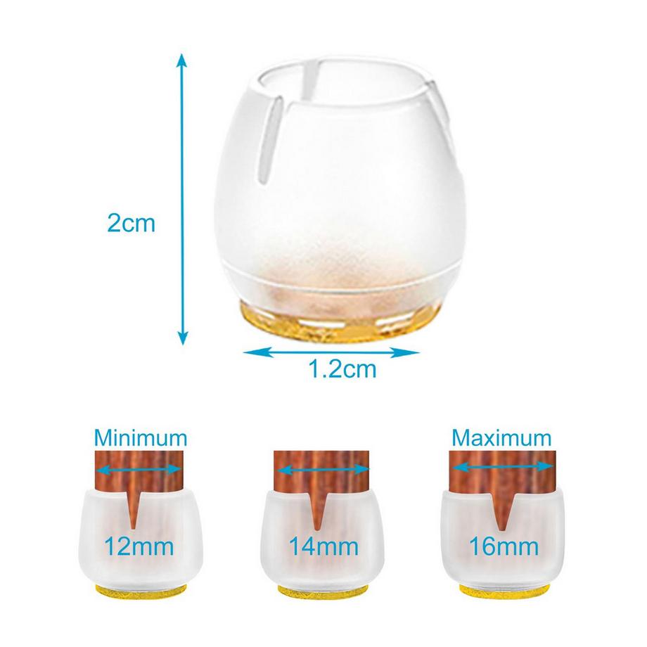 Intirilife  Intirilife 40 Stück Stuhlbeinkappen mit Filzpads- für 12-16 mm breite Stuhlbeine 