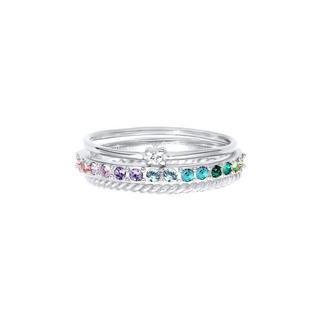 Elli  Ring 3Er Set Regenbogen Kristalle 