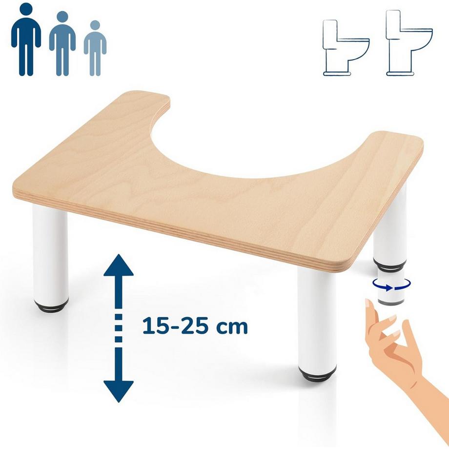 Well Care  Toilettenhocker Höhenverstellbar Holz Natur 