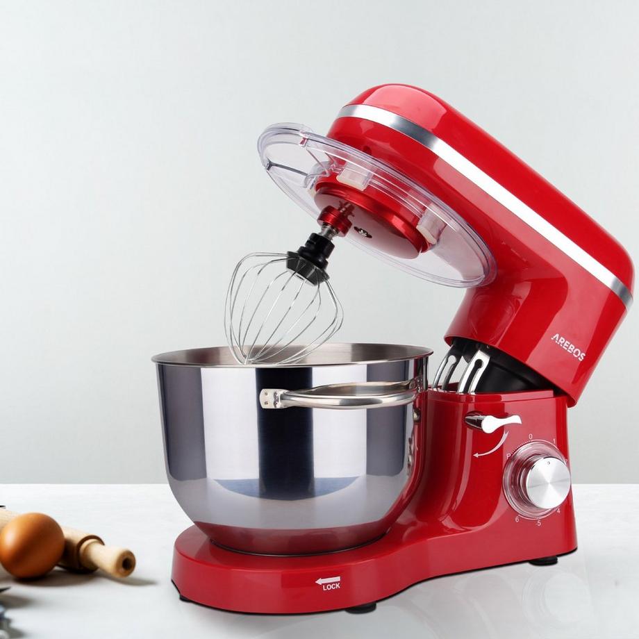 Arebos Robot de Cuisine 1500W 6L Acier inoxydable-Bol mélangeur 6 étapes  