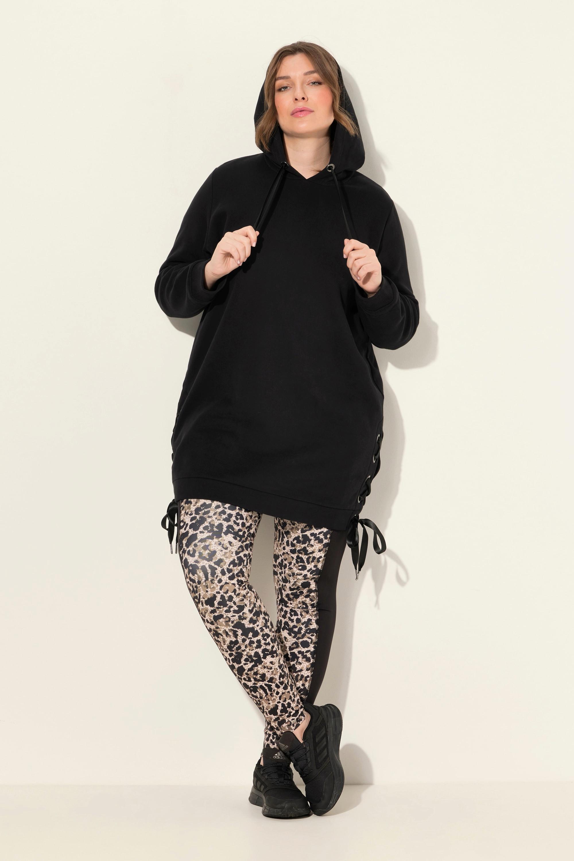 Ulla Popken Long Sweat à Capuche avec Bandes en Satin  