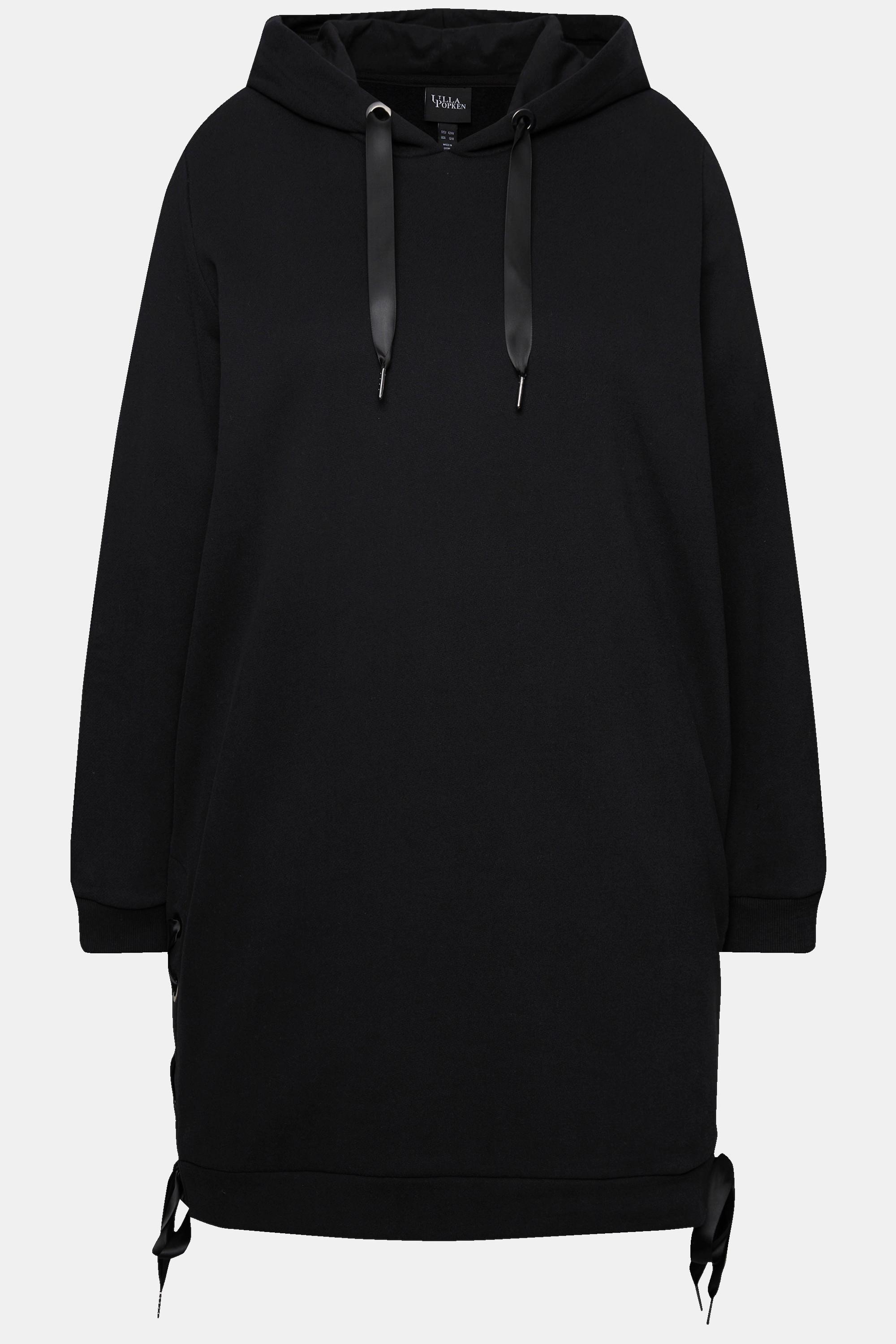 Ulla Popken  Long-Hoodie, Satinbänder, Kapuze, Langarm 