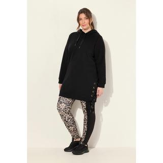 Ulla Popken Long Sweat à Capuche avec Bandes en Satin  