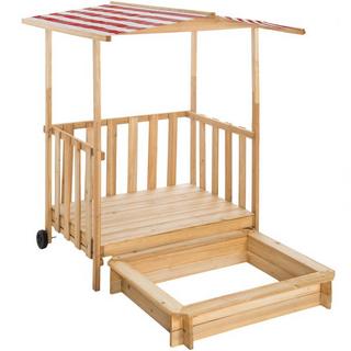 Tectake  Bac à sable, Cabane de Jardin Enfant avec Toit et Véranda 