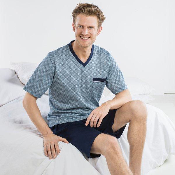 Image of Pyjama Kurz, V-ausschnitt Unisex Nachtblau XL