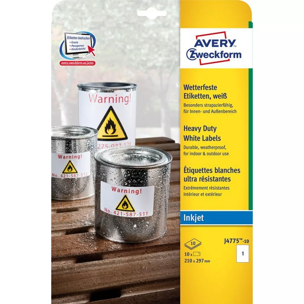 Avery-Zweckform – AVERY ZWECKFORM Etiketten A4, 10 Stück, One Size, Transparent