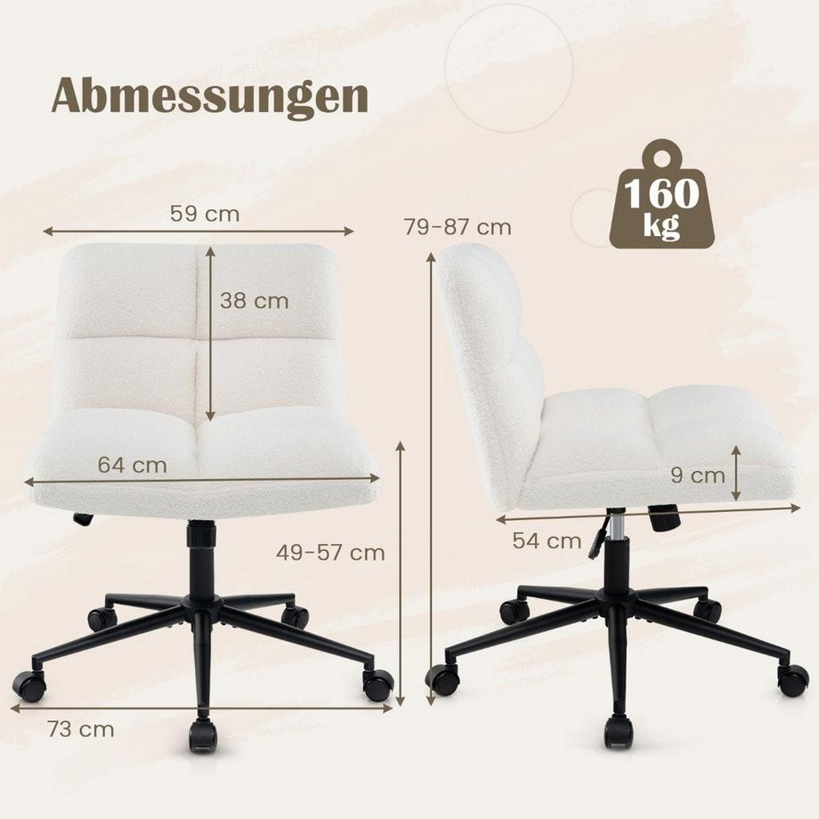 Northix Bürostuhl, ohne Armlehnen, 160 kg Tragkraft  