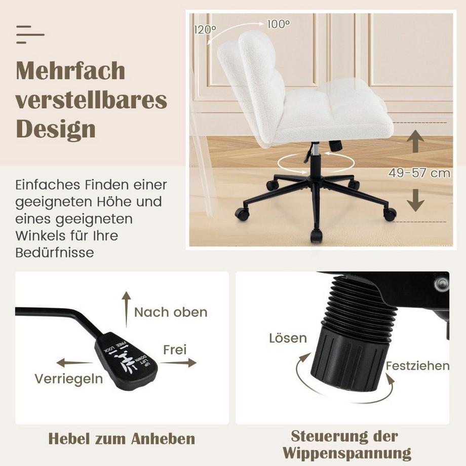 Northix Bürostuhl, ohne Armlehnen, 160 kg Tragkraft  