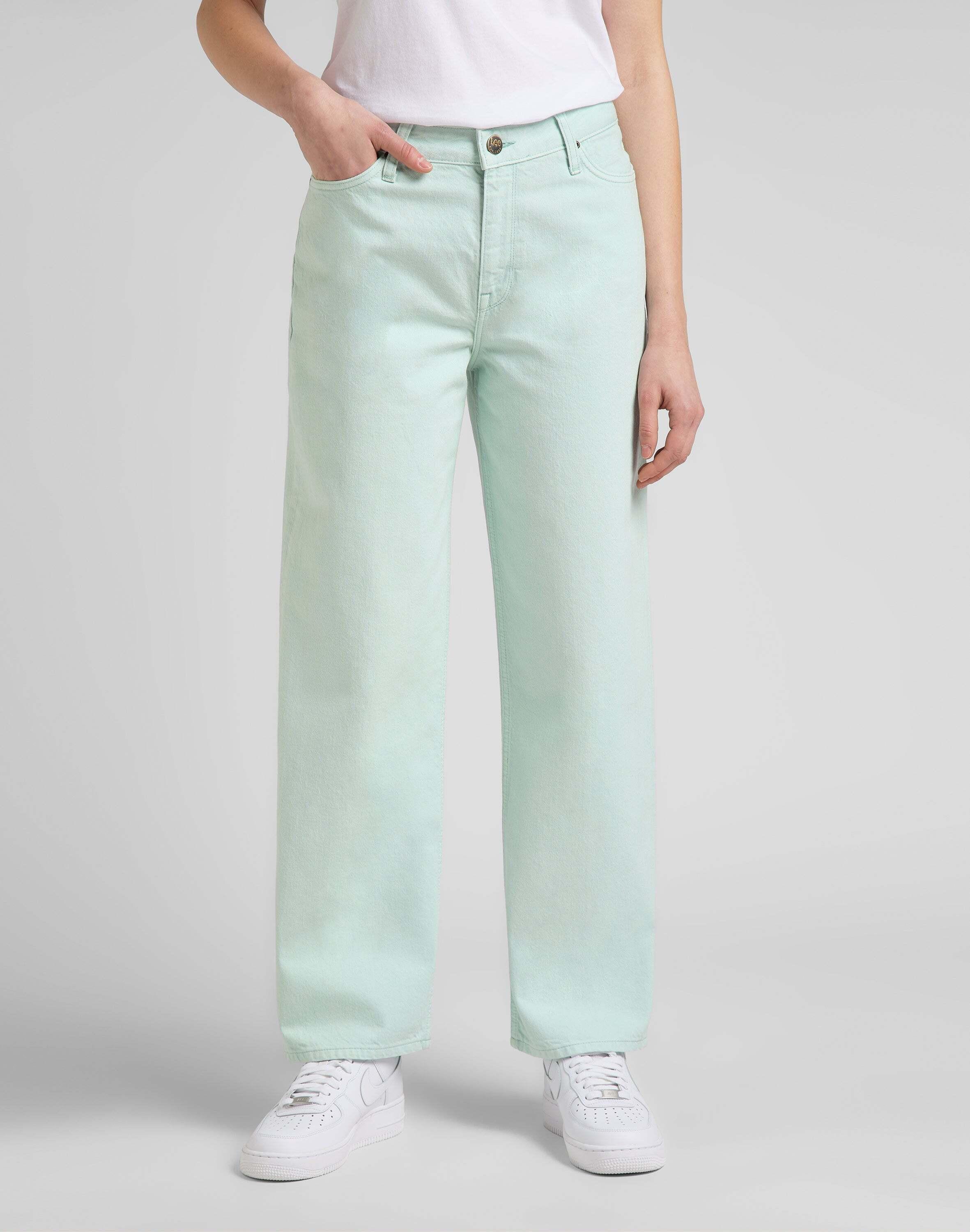 Image of Flared Jeans Wide Leg Long Damen Türkisblau L31/W30