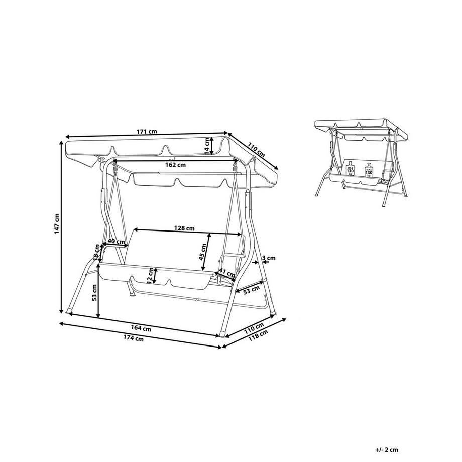 Beliani Balancelle de jardin en Tissu Rétro CHAPLIN  