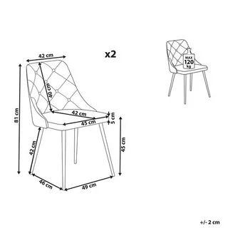 Beliani Chaise de salle à manger en Cuir PU Glamour VALERIE  