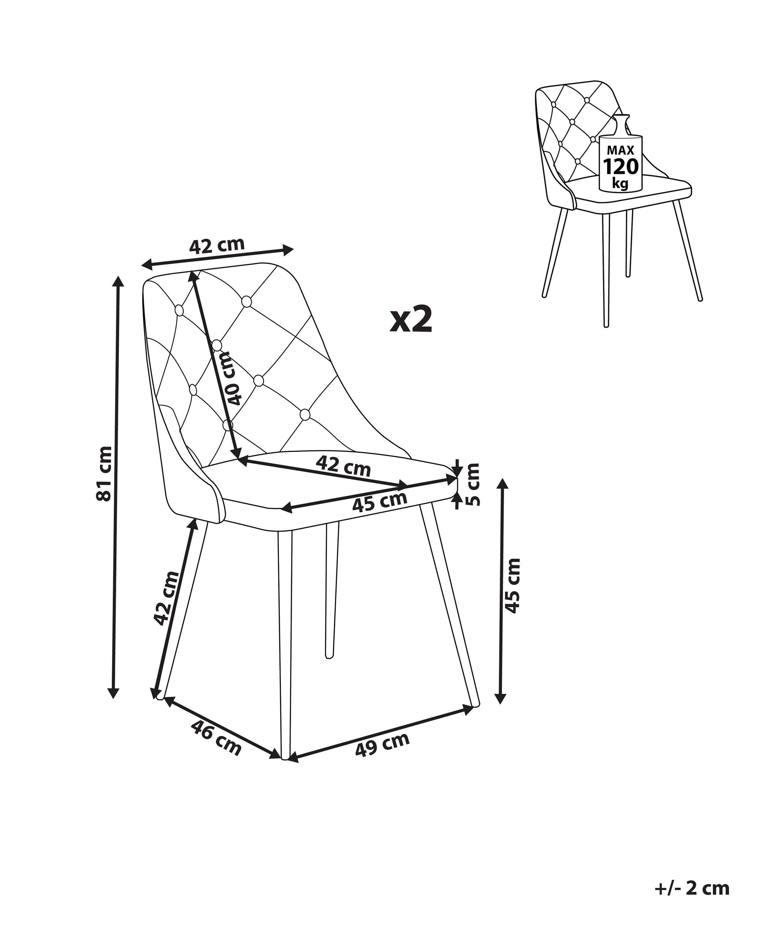 Beliani Lot de 2 chaises de salle à manger en Cuir PU Glamour VALERIE  