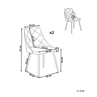 Beliani Lot de 2 chaises de salle à manger en Cuir PU Glamour VALERIE  