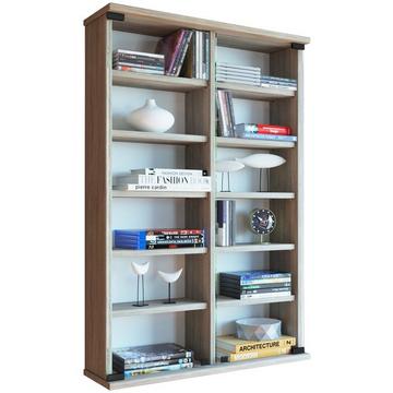 Holz CD DVD Wandregal/Wandvitrine | Vitrine mit 2 ESG-Sicherheitsglastüren. | Maße: H. 92 x B. 60 x T. 18 cm | 10 variable Einlegeböden - Zuntisa