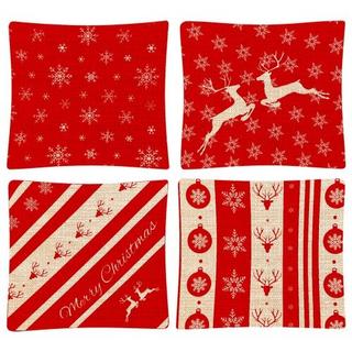 Ruhhy Dekorativer Weihnachtskissenbezug 45x45cm 4er-Set  