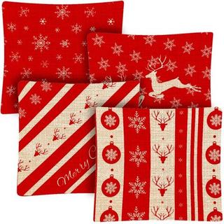 Ruhhy Dekorativer Weihnachtskissenbezug 45x45cm 4er-Set  