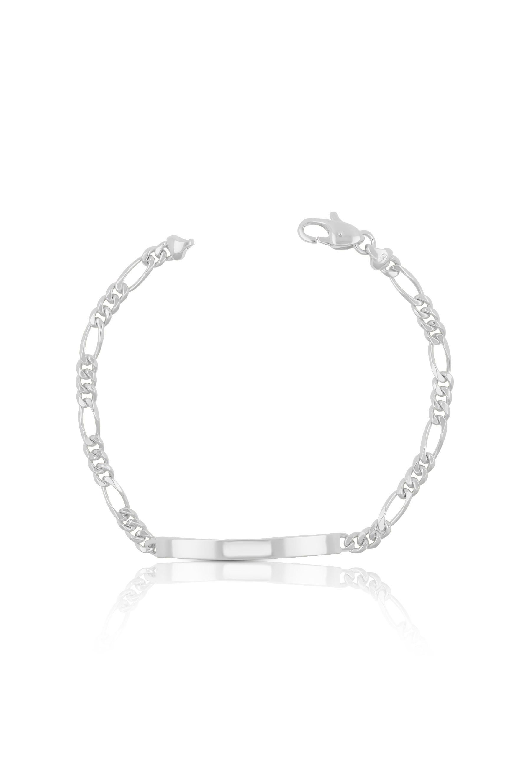 MUAU Schmuck  ID-Bracelet figaro or blanc 750, 19cm, 4mm 