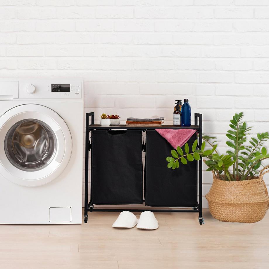 Northix Cesto portabiancheria estraibile con ripiano  