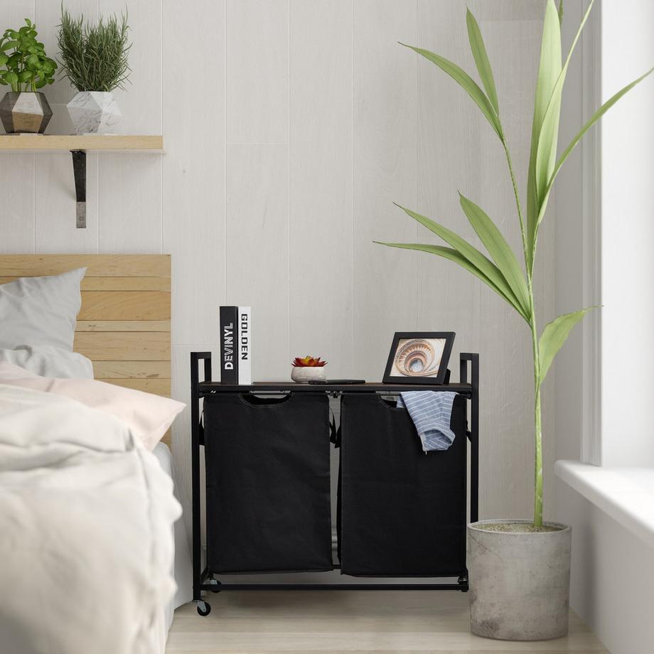 Northix Cesto portabiancheria estraibile con ripiano  