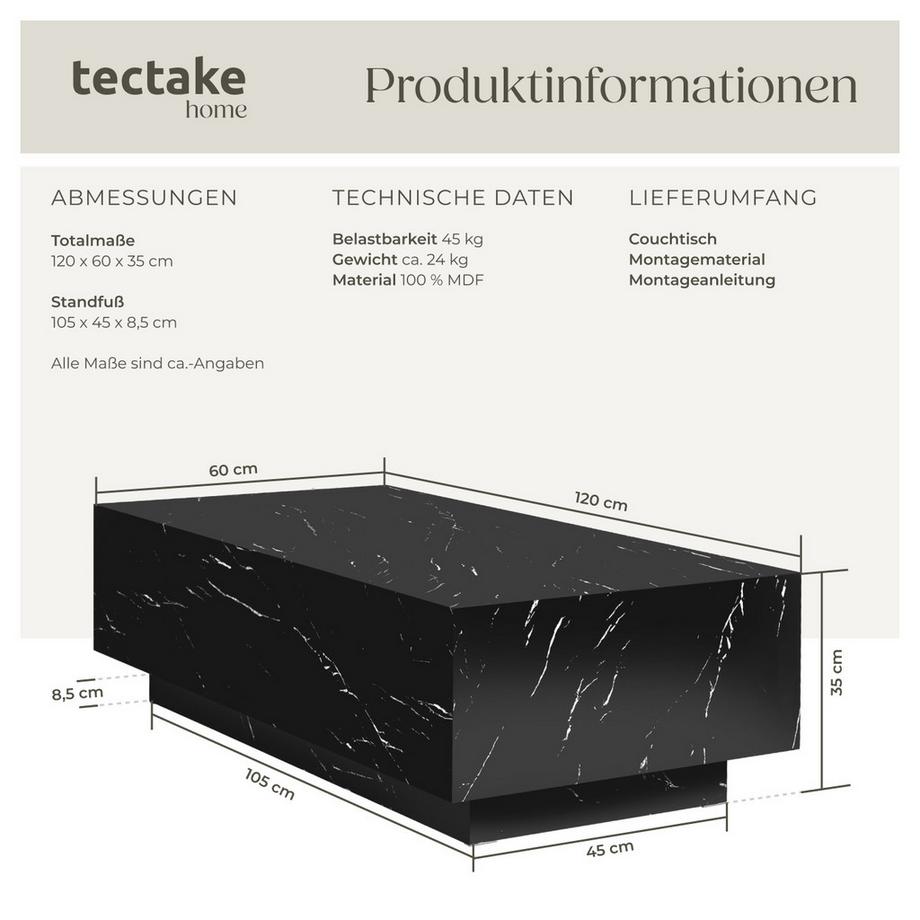 Tectake Table basse LASLEY design minimaliste  