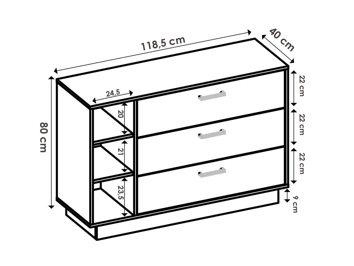 Vente-unique Kommode mit 3 Schubladen 3 Ablage Naturfarben LEANDRE  