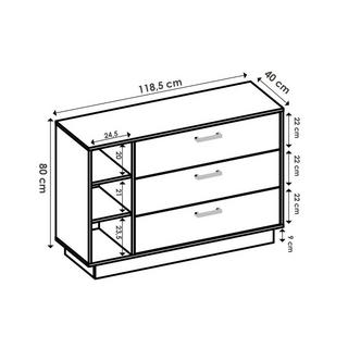 Vente-unique Kommode mit 3 Schubladen 3 Ablage Naturfarben LEANDRE  